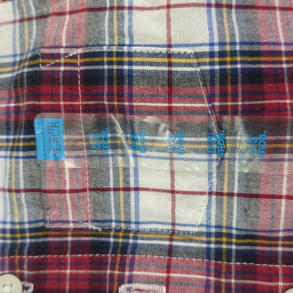 Baby Boy Plaid Button-Down Shirt | 0–3 Months | Red, Blue, White & Black - Picture 11 of 16